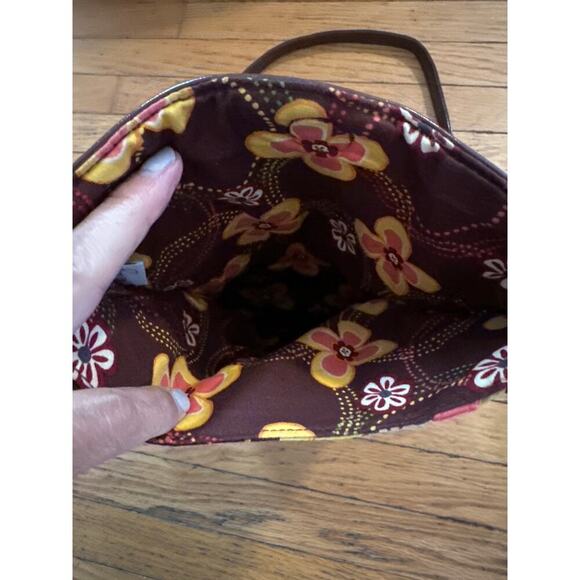 Vera Bradley Brown Floral Crossbody Purse • Small Quilted Messenger Hipster Bag - Picture 7 of 8